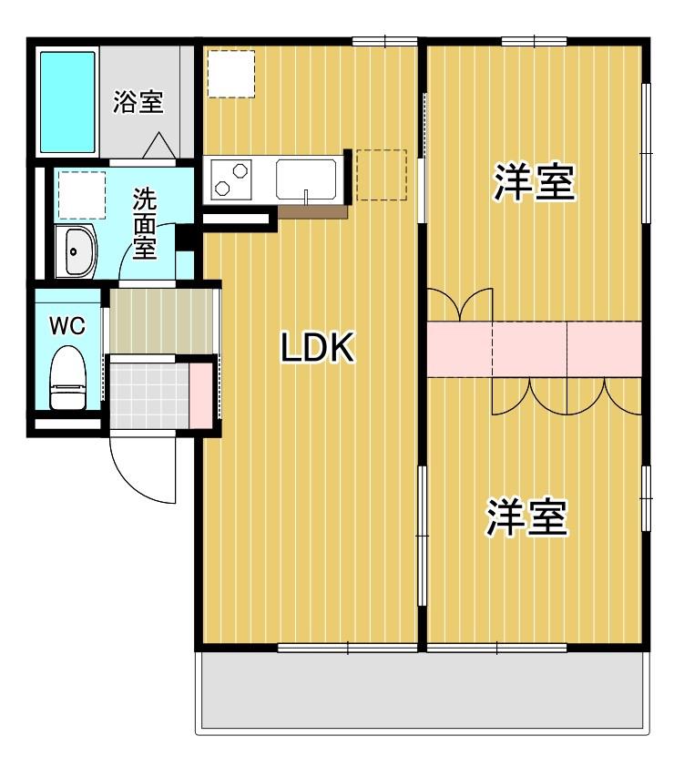 BONHEURI(2LDK/1階)の間取り写真