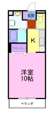 グリーンシャトリエII(1K/1階)の間取り写真