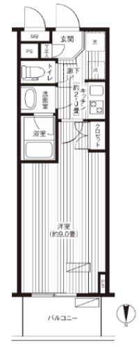 エフシティ亀戸(1K/5階)の間取り写真
