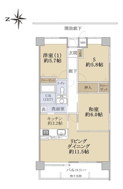 アンビエント桃山台(2SLDK/5階)の間取り写真