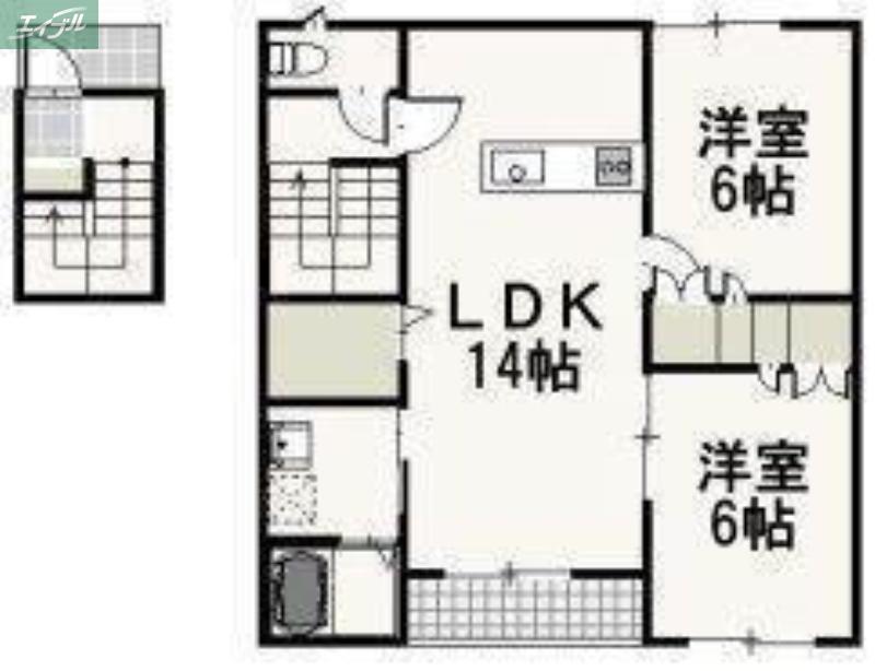 ベルリード今在家A(2LDK/2階)の間取り写真