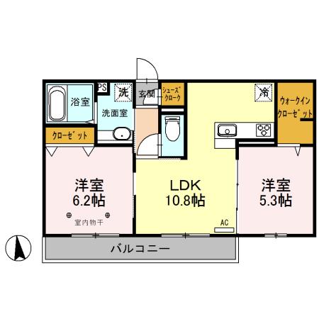 サンフルール(2LDK/1階)の間取り写真