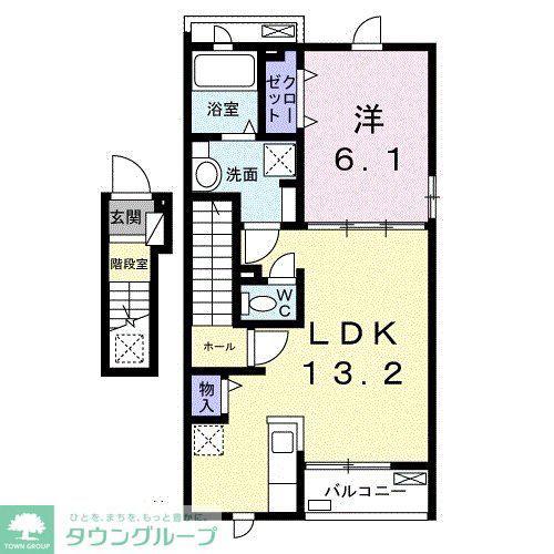 カーサ西武(1LDK/2階)の間取り写真