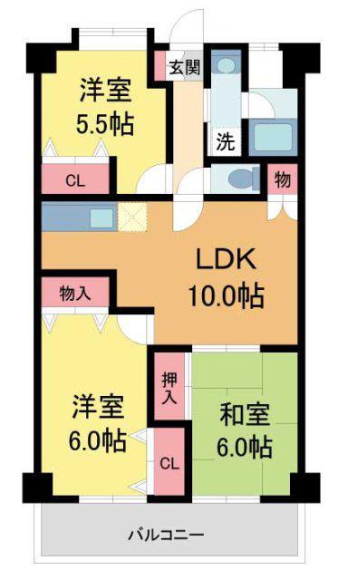 ひよどり(3LDK/3階)の間取り写真
