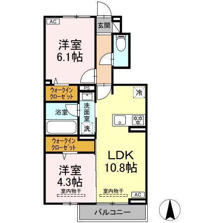 キルシェハイム(2LDK/1階)の間取り写真