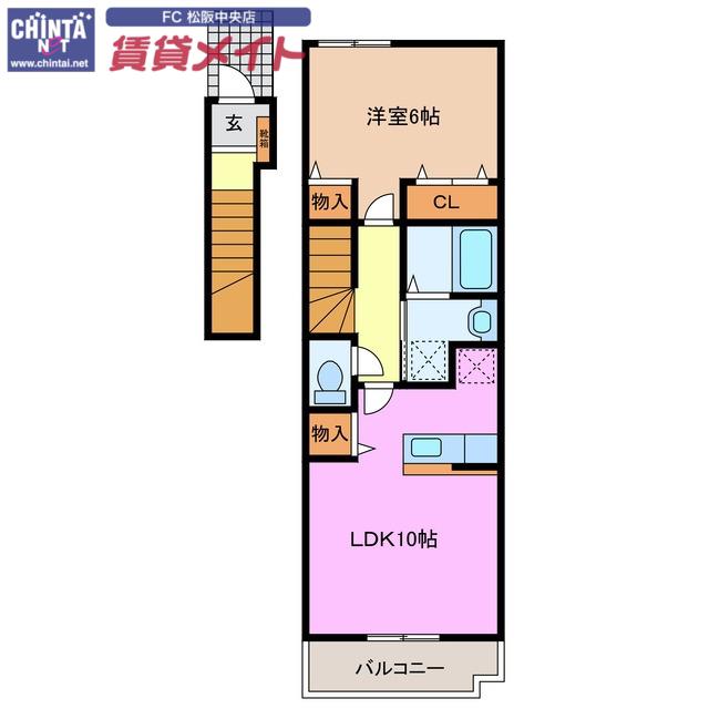 アイベルン C棟(1LDK/2階)の間取り写真