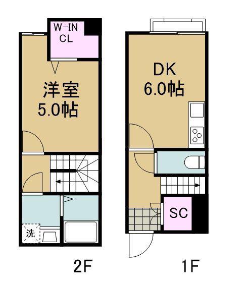 LOGIC蟹沢(1DK/1階)の間取り写真