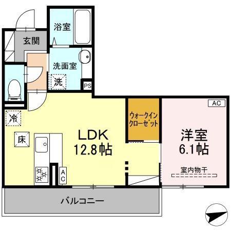 グリーン リンクス(1LDK/1階)の間取り写真