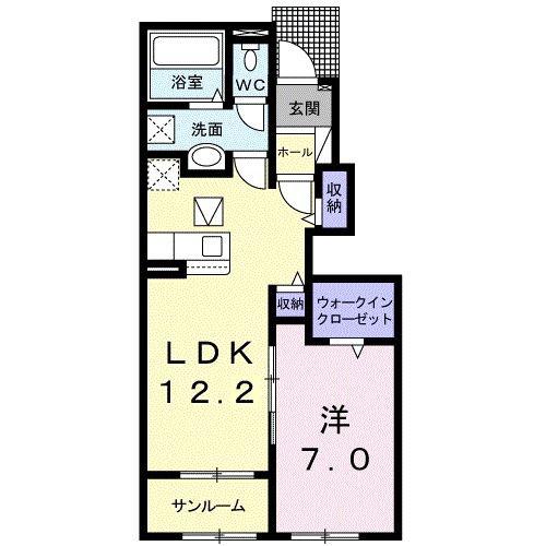 フリーダム白木I(1LDK/1階)の間取り写真