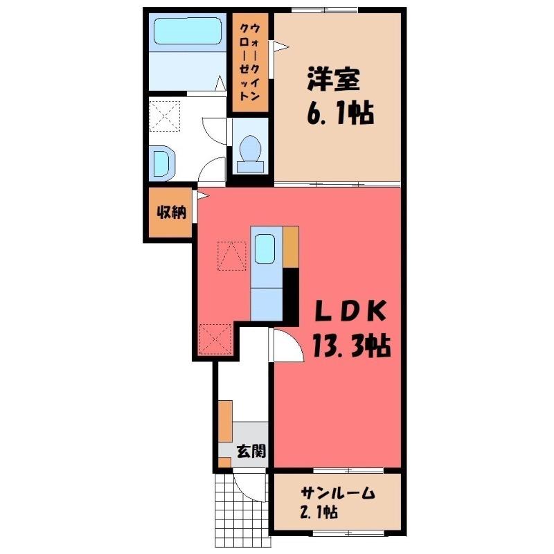 ライフベリー B(1LDK/1階)の間取り写真