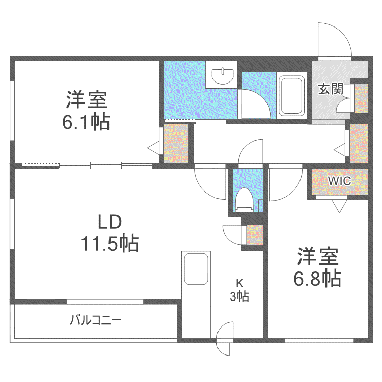 BASE厚別西(2LDK/1階)の間取り写真