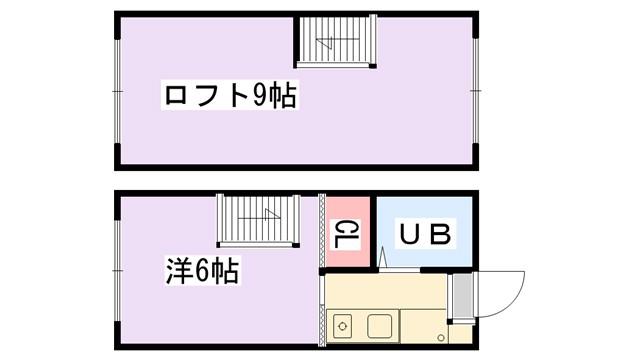 岸本ハイツ(1K/2階)の間取り写真