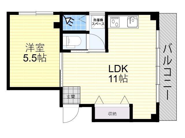 リベラル都丘(1LDK/4階)の間取り写真