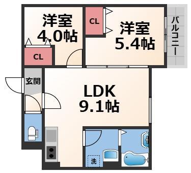 D PORTA GRANZ(2LDK/1階)の間取り写真