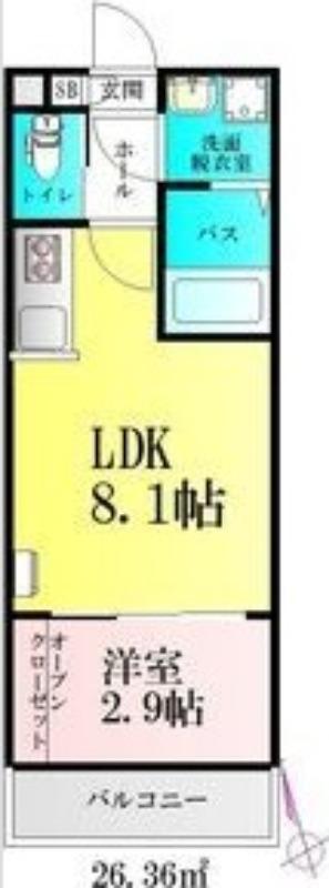 JR東北本線 岩切駅 徒歩4分 3階建 築1年(1LDK/1階)の間取り写真