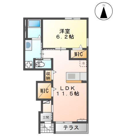 ボルーナII(1LDK/1階)の間取り写真