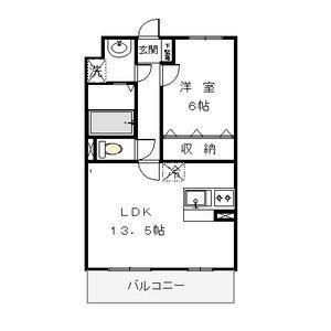 BELLA LUCE B(1LDK/4階)の間取り写真