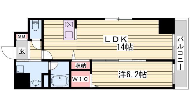 ル・シエル呉服町(1LDK/2階)の間取り写真