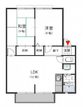 メゾンクレール(2LDK/2階)の間取り写真