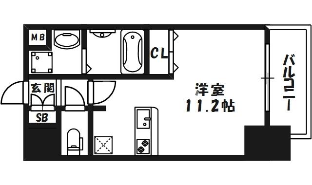 プレサンス扇町駅前(ワンルーム/14階)の間取り写真