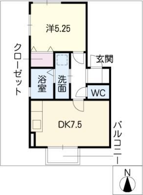 さくらメゾン山崎川(1DK/2階)の間取り写真