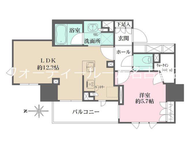 プラウドタワー栄(1LDK/4階)の間取り写真
