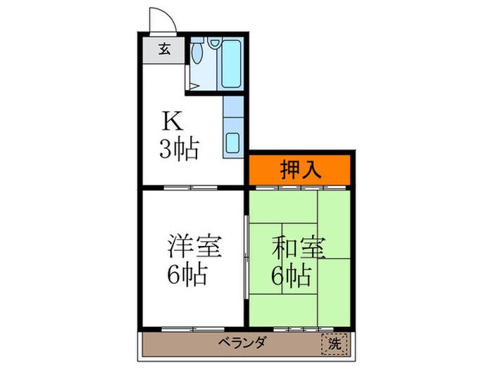 グランドール長岡京(2K/1階)の間取り写真
