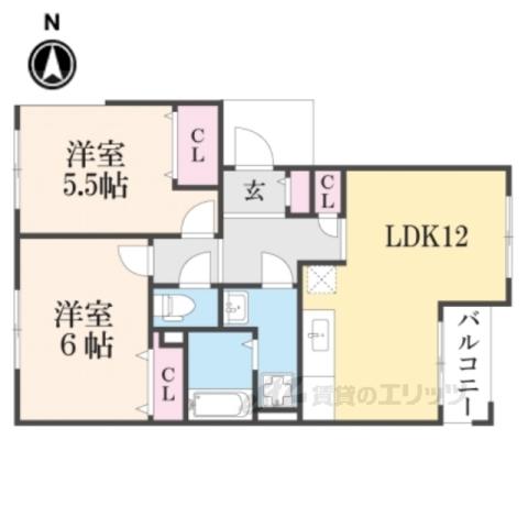 PALDEA(2LDK/2階)の間取り写真