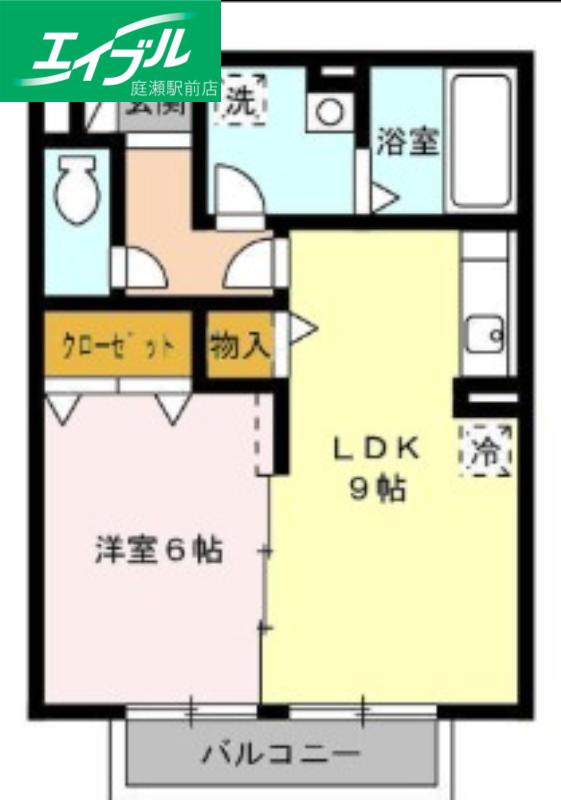 グランドソレイユ B棟(1LDK/2階)の間取り写真