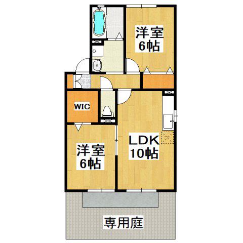 パストラル I(2LDK/1階)の間取り写真