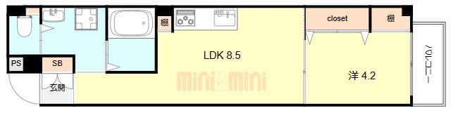 LUXE塚本(1LDK/5階)の間取り写真