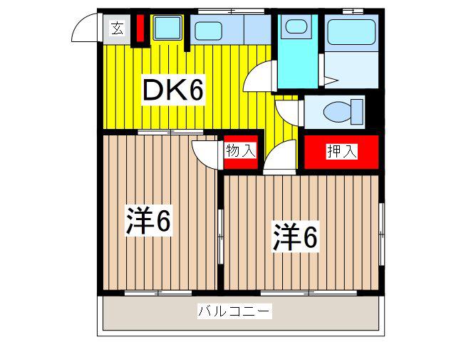 パークサイド・ヴィラ(2DK/2階)の間取り写真