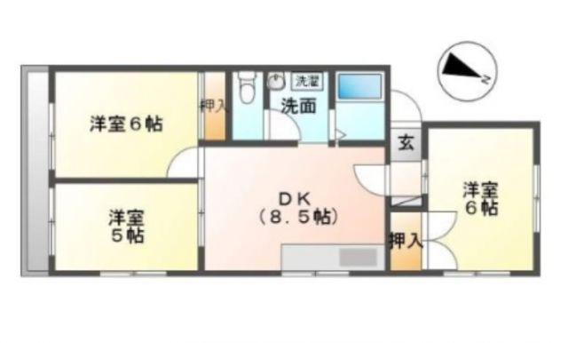 ルーミー牛久10番館(3DK/2階)の間取り写真