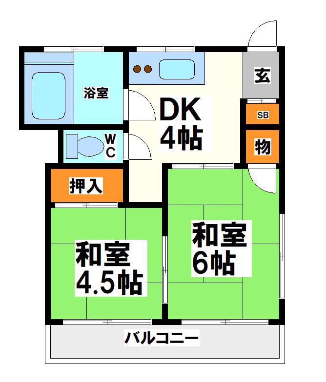 セブンハイツ(2DK/3階)の間取り写真