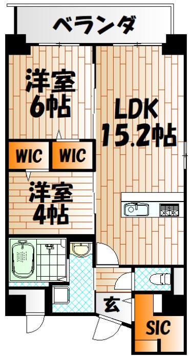 ミースカセッタ小倉(2LDK/1階)の間取り写真