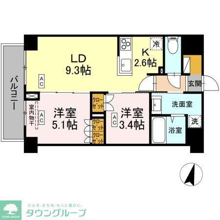 ロイジェント西新井(2LDK/2階)の間取り写真