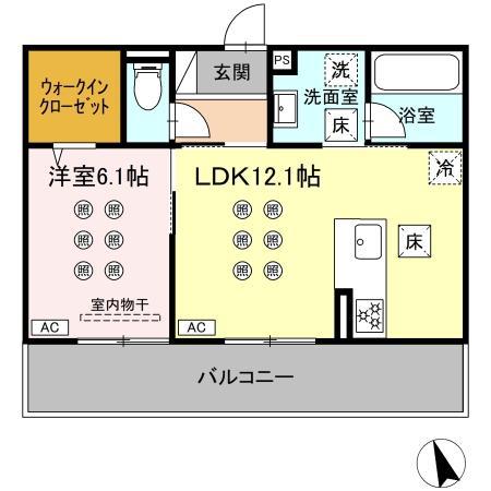 D-ROOM原町(1LDK/1階)の間取り写真