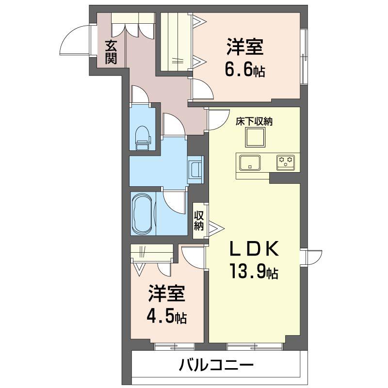 シャインバード フォーエヴァー(2LDK/1階)の間取り写真