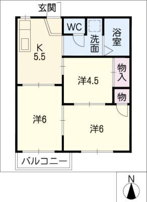 チェリーハウス(3K/2階)の間取り写真