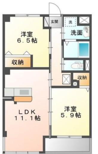 パームヒルズ(2LDK/3階)の間取り写真