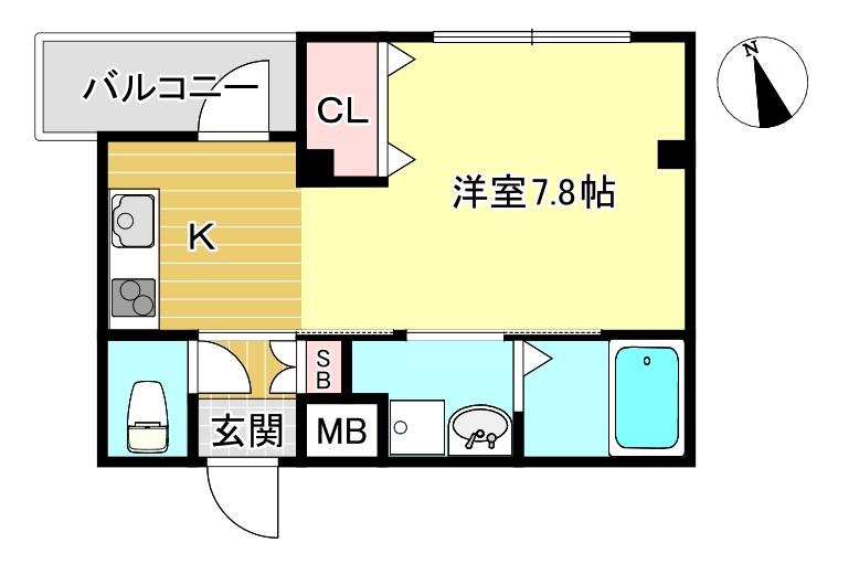 ARTISAN北大路(1K/2階)の間取り写真