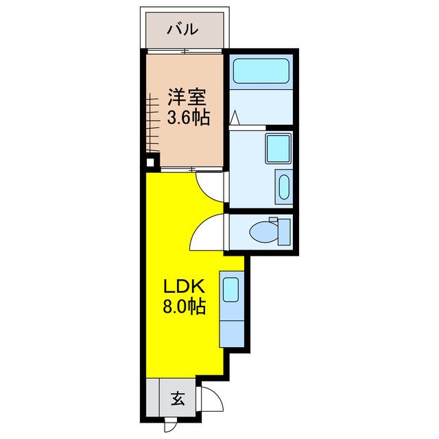 エアリア多良見中里(1LDK/1階)の間取り写真