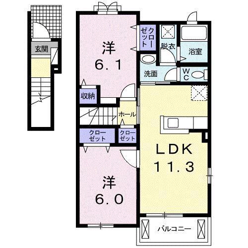 ラメゾン ドゥ カンパーニュB(2LDK/2階)の間取り写真