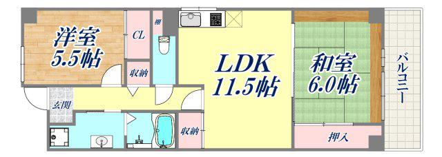 サンヴェール神戸(2LDK/9階)の間取り写真