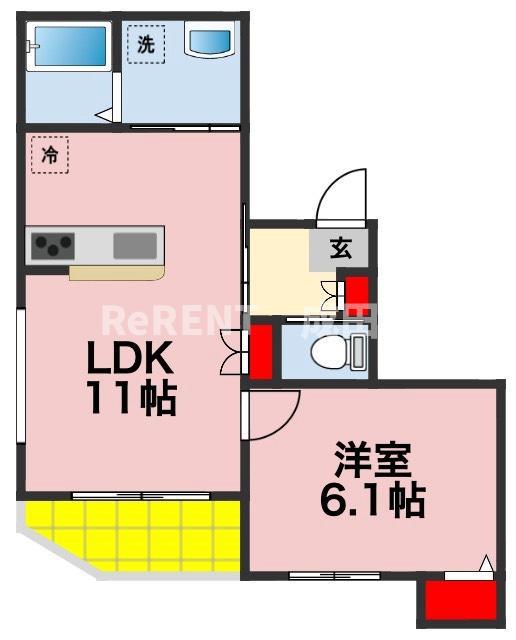 COCOBASE(1LDK/1階)の間取り写真