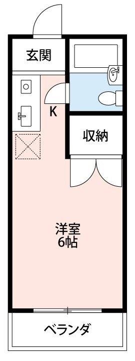 ガーデンハイツ飯山B棟(ワンルーム/2階)の間取り写真