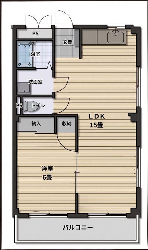 富士マンション(1LDK/4階)の間取り写真