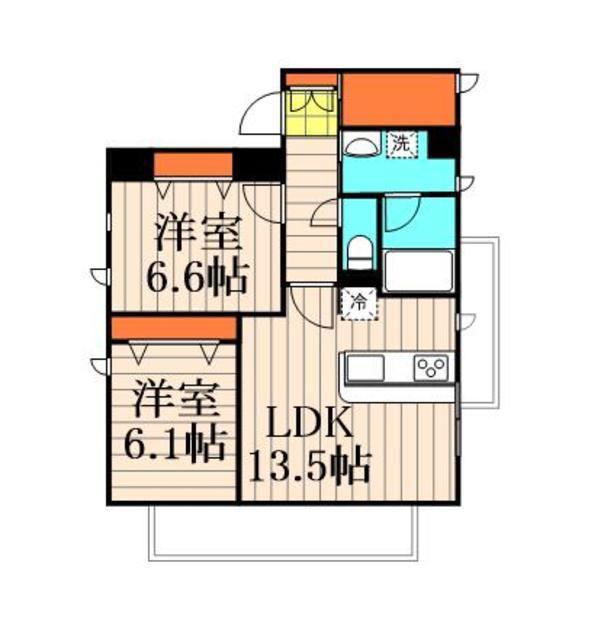 フォンテオット(2SLDK/2階)の間取り写真