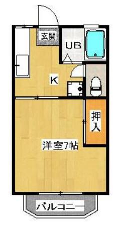 ウッディヒルズA(1K/2階)の間取り写真
