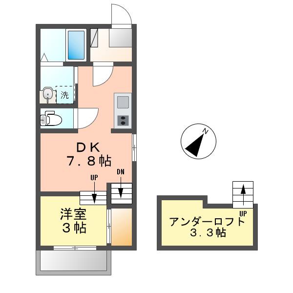 SEVEN SEASON 栄生(1SDK/1階)の間取り写真